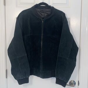 Men's Vintage Black Suede Bomber Jacket size XL